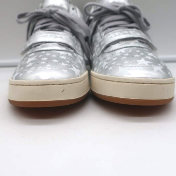 Celine CT-02 Scratch Sneakers Star Print Metallic Silver Leather Size 37 - Picture 7 of 15
